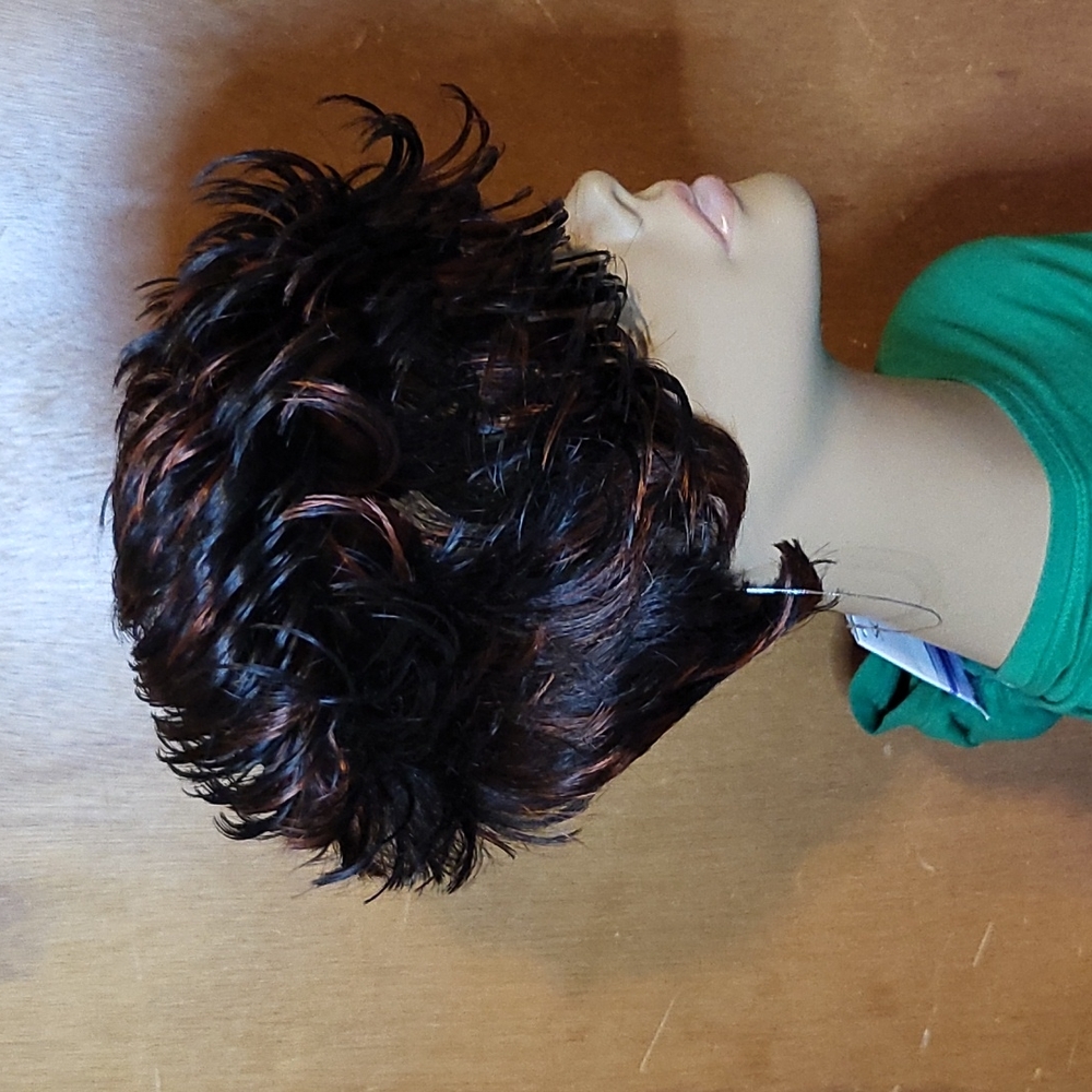 Short Black / Burnt Orange Spiky Wig
